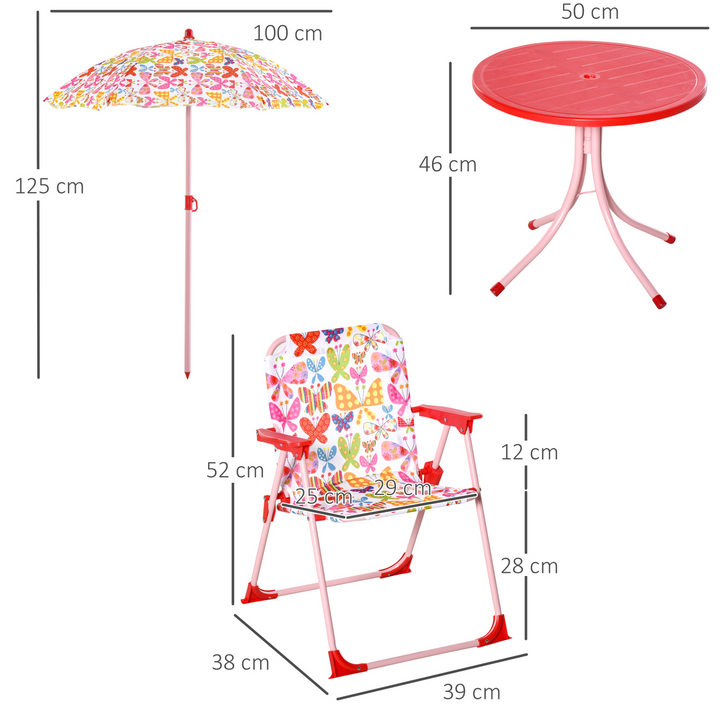 Children's Butterfly Bistro Table & Chair Set with Adjustable Parasol - Perfect for Outdoor Play - Premium  from Home Treasures - Just £51.99! Shop now at Home Treasures