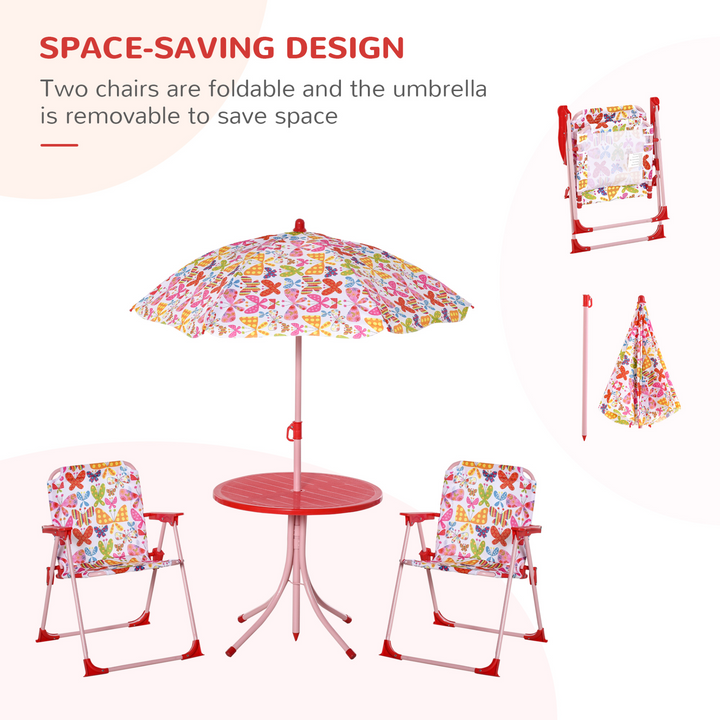 Children's Butterfly Bistro Table & Chair Set with Adjustable Parasol - Perfect for Outdoor Play - Premium  from Home Treasures - Just £51.99! Shop now at Home Treasures