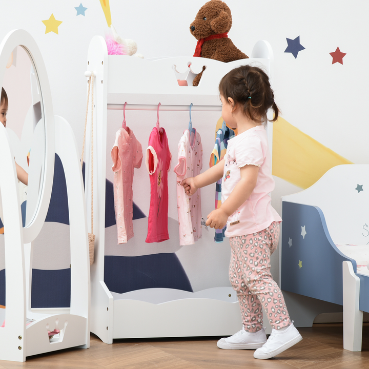 Children's Wooden Freestanding Wardrobe w/ Storage Shelves in White - Cute Princess Design, Sturdy & Durable, Ideal for Ages 3-8 - Premium  from Home Treasures - Just £83.99! Shop now at Home Treasures