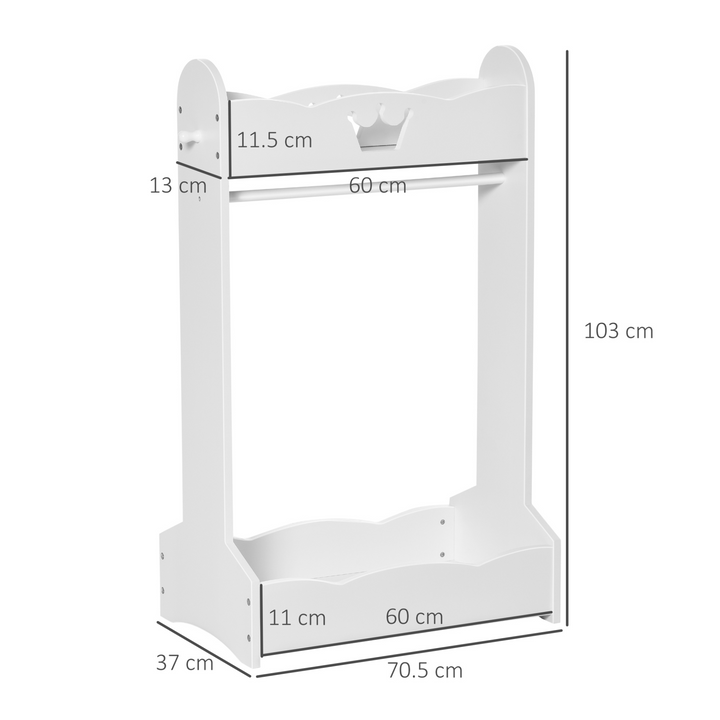 Children's Wooden Freestanding Wardrobe w/ Storage Shelves (White) - Cute Princess Design, Sturdy & Durable, Ideal for Ages 3-8 - Premium  from Home Treasures - Just £83.99! Shop now at Home Treasures