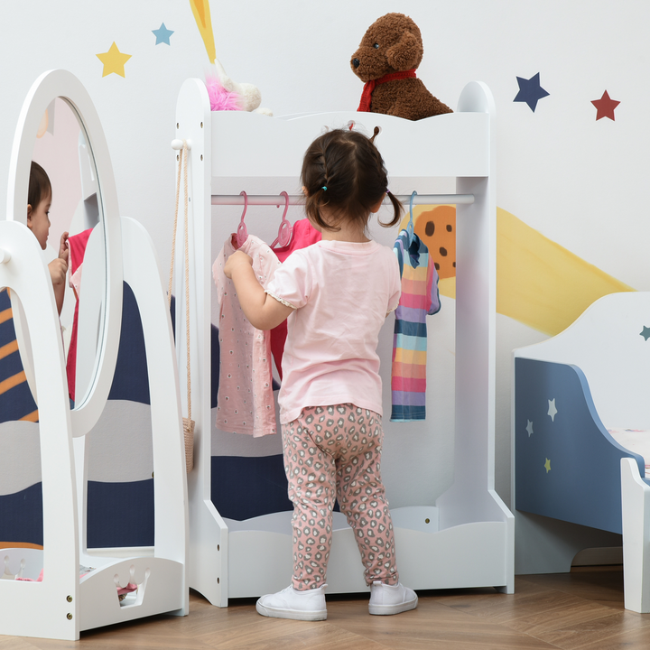 Children's Wooden Freestanding Wardrobe w/ Storage Shelves in White - Cute Princess Design, Sturdy & Durable, Ideal for Ages 3-8 - Premium  from Home Treasures - Just £83.99! Shop now at Home Treasures