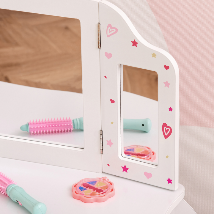 Children's Vanity Table & Stool Set - White Makeup Desk with Rotatable Mirrors and Drawer, Perfect for Girls' Bedrooms & Playrooms - Premium  from Home Treasures - Just £80.99! Shop now at Home Treasures