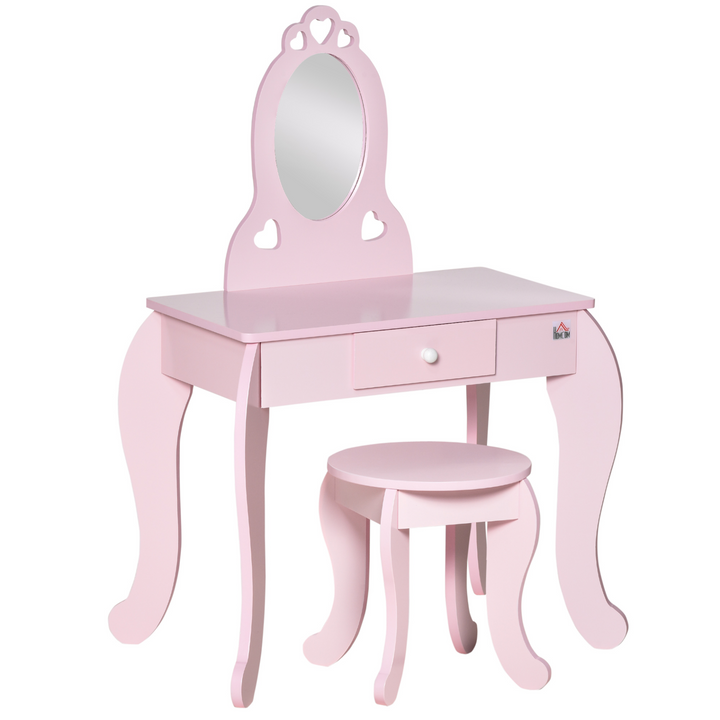 Children's Vanity Table & Stool Set – Pink Makeup Desk with Mirror – Perfect for Girls Ages 3-6 - Premium  from Home Treasures - Just £70.99! Shop now at Home Treasures