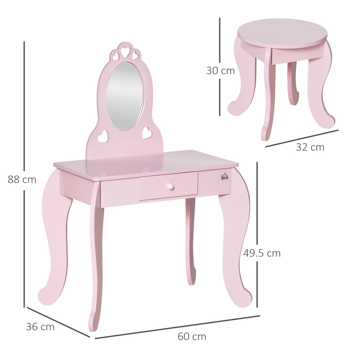 Children's Vanity Table & Stool Set – Pink Makeup Desk with Mirror – Perfect for Girls Ages 3-6 - Premium  from Home Treasures - Just £70.99! Shop now at Home Treasures