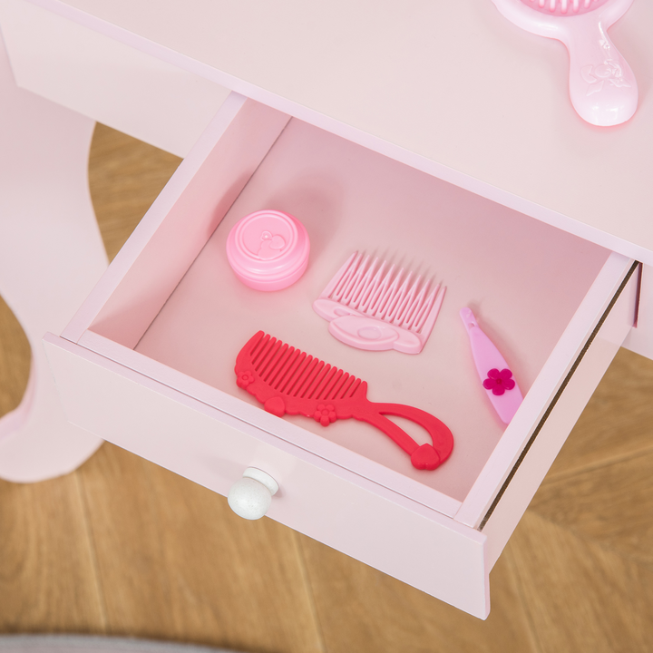 Children's Vanity Table & Stool Set – Pink Makeup Desk with Mirror – Perfect for Girls Ages 3-6 - Premium  from Home Treasures - Just £70.99! Shop now at Home Treasures