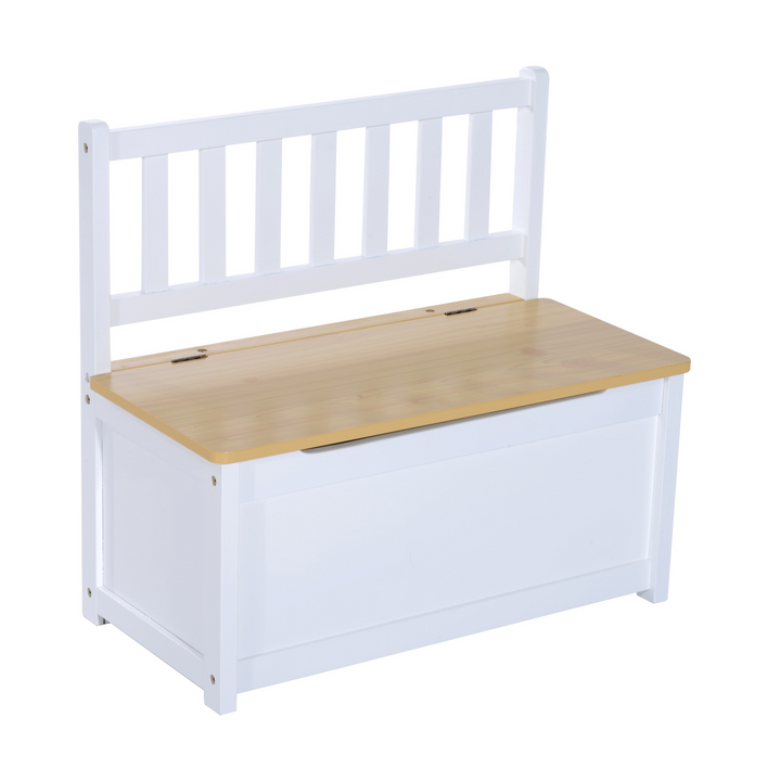 4-Piece Children's Table and Chair Set with Storage Bench - Modern Design, Natural/White - Premium  from Home Treasures - Just £124.99! Shop now at Home Treasures