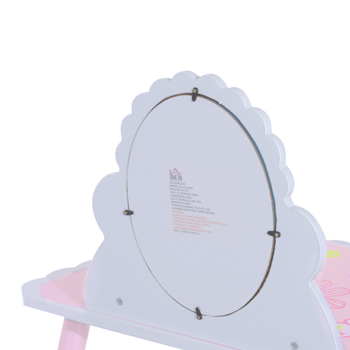 Children's Pink Wooden Dressing Table & Stool Set - Fairy Dresser with Mirror for Girls | Perfect Vanity Play Set for Kids - Premium  from Home Treasures - Just £52.99! Shop now at Home Treasures