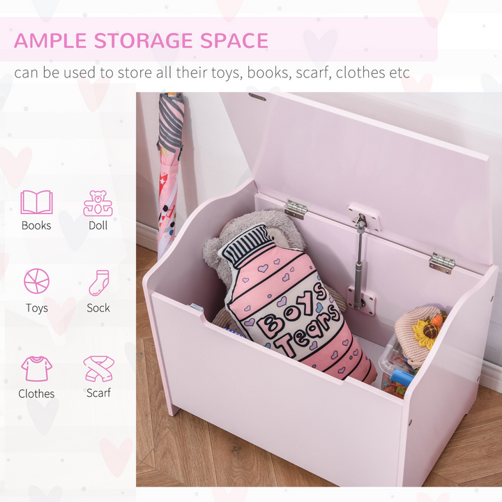 Children's Toy Chest with Safety Hinge in Pink - Spacious & Durable Storage Solution (48 x 60 x 40cm) - Premium  from Home Treasures - Just £53.99! Shop now at Home Treasures