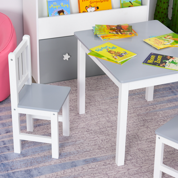 4-Piece Children's Table and Chair Set with Storage Bench - Modern Grey/White Design - Premium  from Home Treasures - Just £122.99! Shop now at Home Treasures