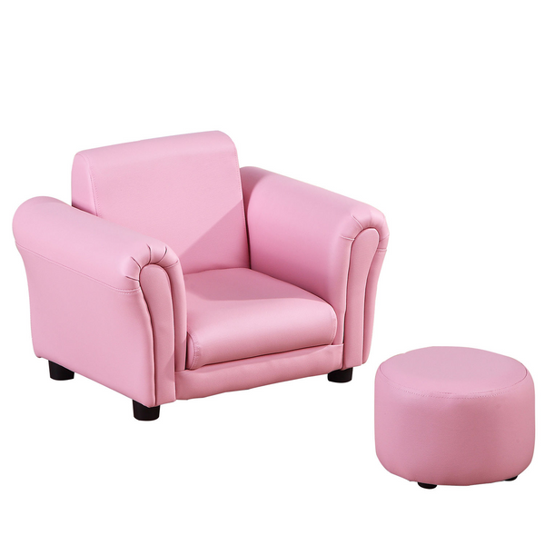 Pink Children's Single Seater Sofa with Footstool – Ideal for Kids Age 3-7 | Comfortable & Sturdy Armchair Set - Premium  from Home Treasures - Just £72.99! Shop now at Home Treasures