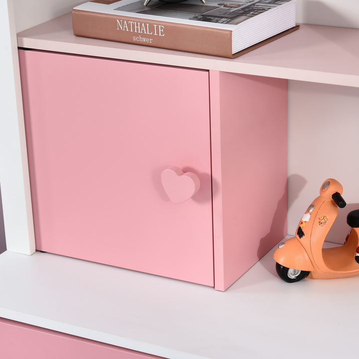 Children's Pink Bookshelf with Drawer & Wheels - 80x34x130cm | Kids Storage Solution - Premium  from Home Treasures - Just £96.99! Shop now at Home Treasures