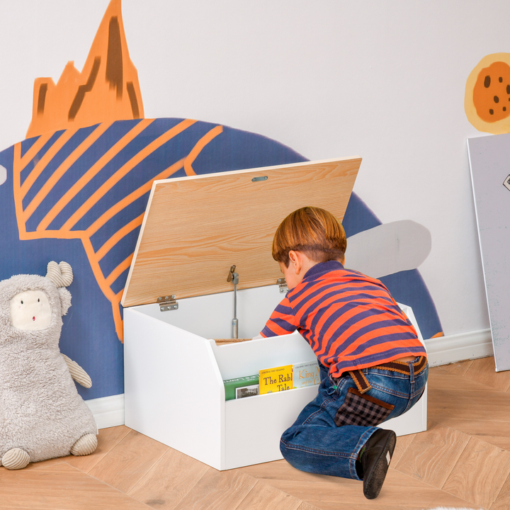 Children's Wooden Toy Box with Safety Hinge - White, 30 x 58 x 43 cm - Secure and Stylish Storage Solution for Kids - Premium  from Home Treasures - Just £69.99! Shop now at Home Treasures