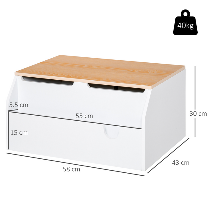 Children's Wooden Toy Box with Safety Hinge - White, 30 x 58 x 43 cm - Secure and Stylish Storage Solution for Kids - Premium  from Home Treasures - Just £69.99! Shop now at Home Treasures