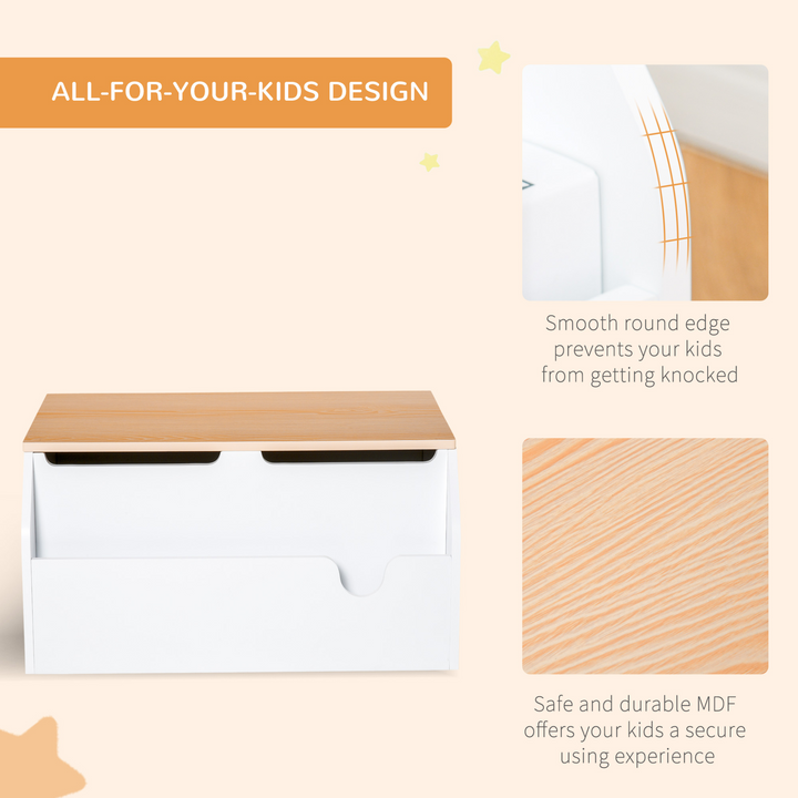 Children's Wooden Toy Box w/ Safety Hinge (White) 30 x 58 x 43cm - Premium  from Home Treasures - Just £69.99! Shop now at Home Treasures