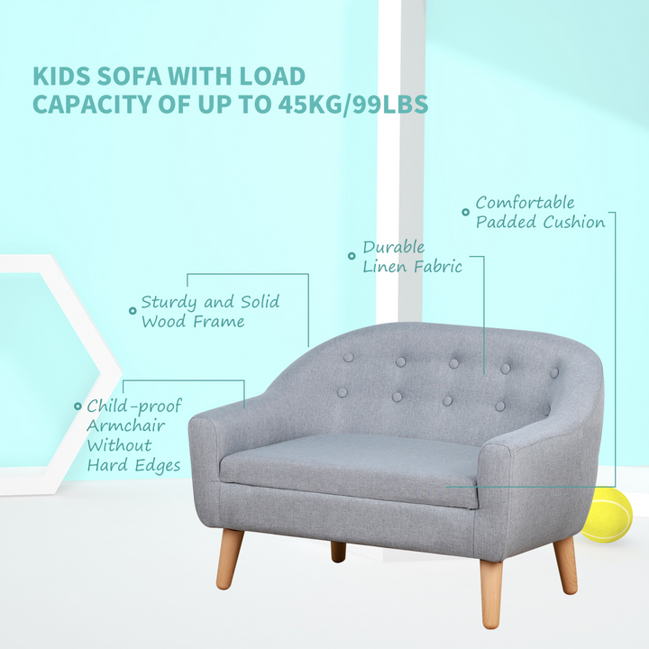 Children's Mini Sofa with Wooden Frame (Grey) – Cozy and Stylish Armchair for Kids, Perfect for Reading, Playing, and Relaxing - Premium  from Home Treasures - Just £112.99! Shop now at Home Treasures