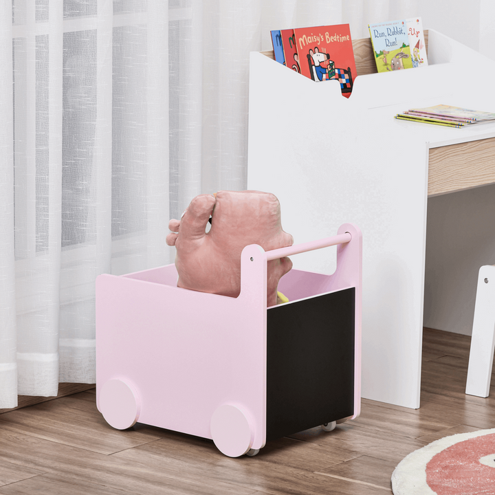 Baby Learning Walker & Wooden Toy Box with Storage (Pink) - 47x35x45.5cm | Sturdy, Rolling, Fun for Kids 1-4 - Premium  from Home Treasures - Just £25.99! Shop now at Home Treasures