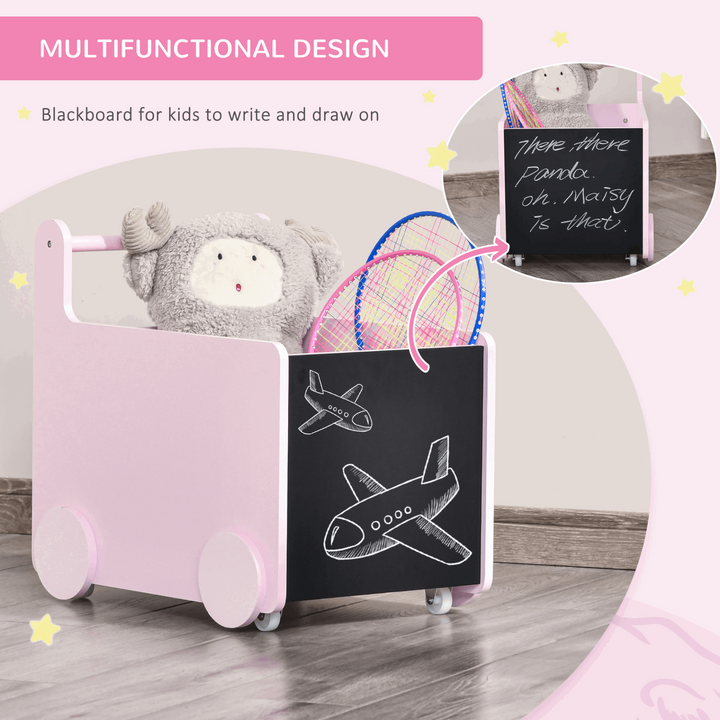 Baby Learning Walker & Wooden Toy Box with Storage (Pink) - 47x35x45.5cm | Sturdy, Rolling, Fun for Kids 1-4 - Premium  from Home Treasures - Just £25.99! Shop now at Home Treasures