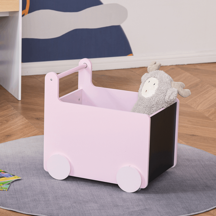 Baby Learning Walker & Wooden Toy Box with Storage (Pink) - 47x35x45.5cm | Sturdy, Rolling, Fun for Kids 1-4 - Premium  from Home Treasures - Just £25.99! Shop now at Home Treasures