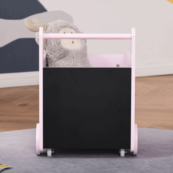 Baby Learning Walker & Wooden Toy Box with Storage (Pink) - 47x35x45.5cm | Sturdy, Rolling, Fun for Kids 1-4 - Premium  from Home Treasures - Just £25.99! Shop now at Home Treasures