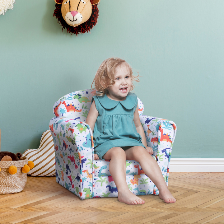 Children's Armchair/Tub Chair with Adorable Cartoon Dinosaur Pattern - Perfect for Reading and Relaxing - Premium  from Home Treasures - Just £73.99! Shop now at Home Treasures