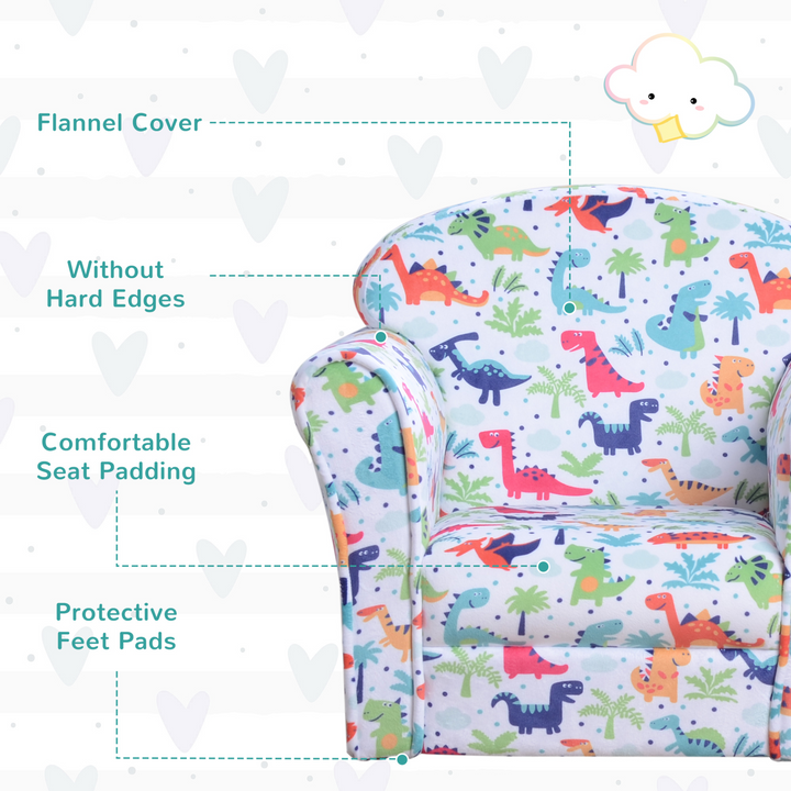 Children's Armchair/Tub Chair with Adorable Cartoon Dinosaur Pattern - Perfect for Reading and Relaxing - Premium  from Home Treasures - Just £73.99! Shop now at Home Treasures