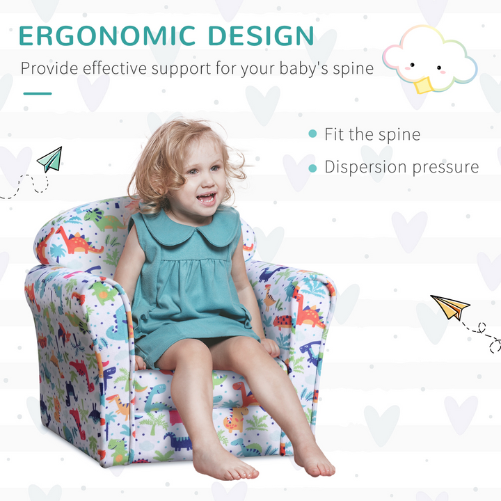 Children's Armchair/Tub Chair with Adorable Cartoon Dinosaur Pattern - Perfect for Reading and Relaxing - Premium  from Home Treasures - Just £73.99! Shop now at Home Treasures