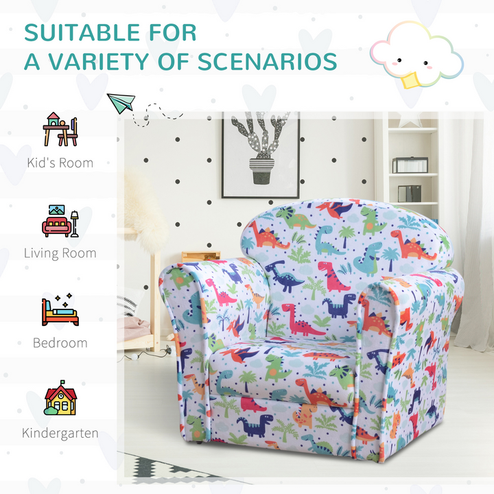 Children's Armchair/Tub Chair with Adorable Cartoon Dinosaur Pattern - Perfect for Reading and Relaxing - Premium  from Home Treasures - Just £73.99! Shop now at Home Treasures