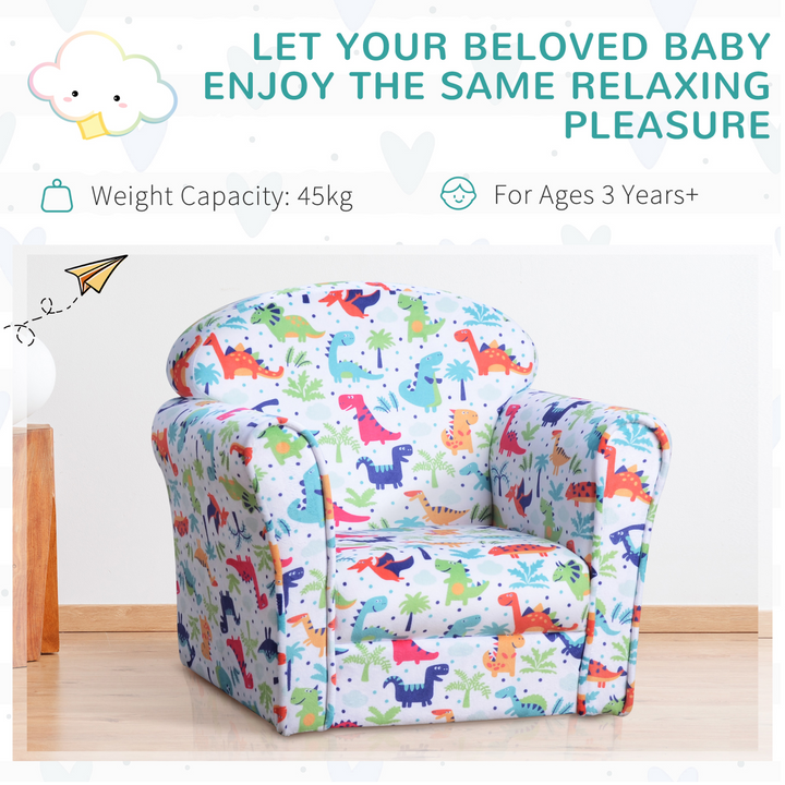 Children's Armchair/Tub Chair with Adorable Cartoon Dinosaur Pattern - Perfect for Reading and Relaxing - Premium  from Home Treasures - Just £73.99! Shop now at Home Treasures