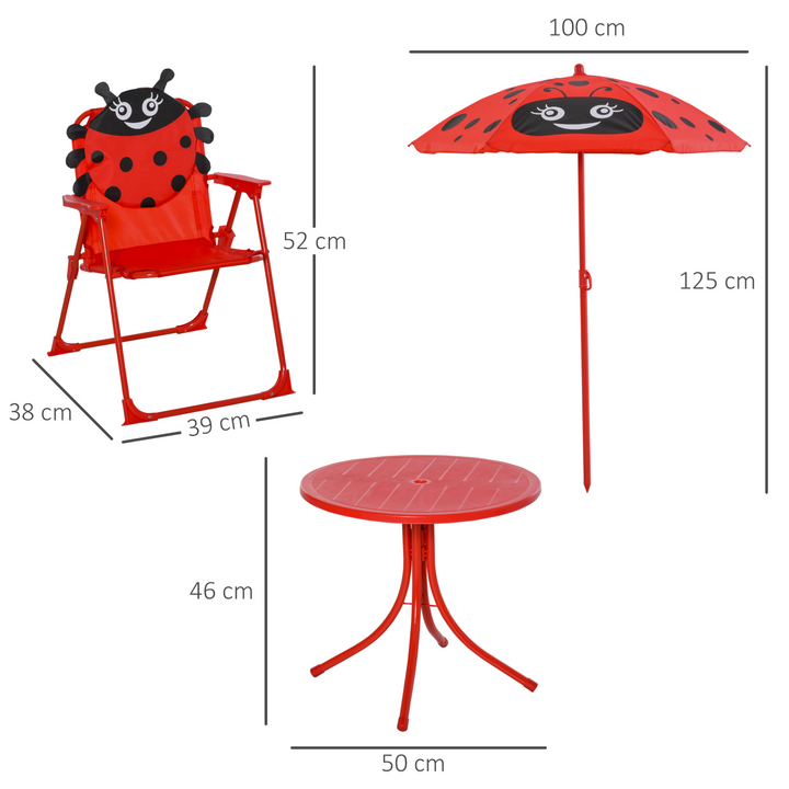 Children's Bistro Table and Chair Set with Adjustable Parasol - Ladybird Design | Fun Outdoor Furniture for Kids - Premium  from Home Treasures - Just £51.99! Shop now at Home Treasures