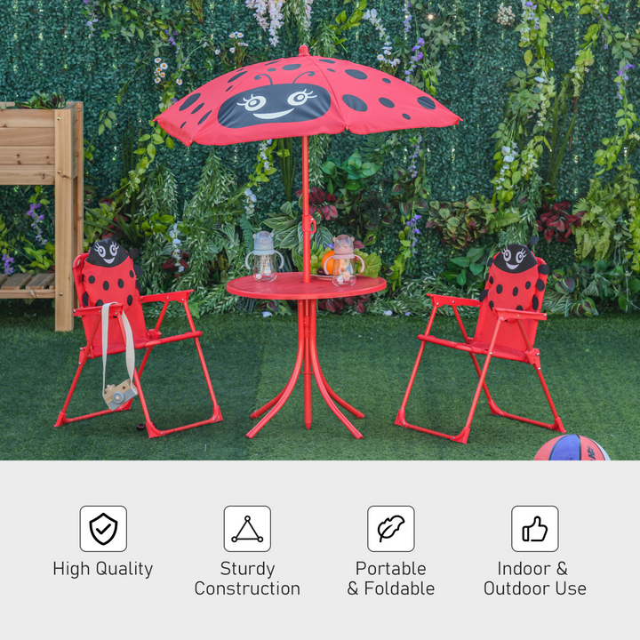 Children's Bistro Table and Chair Set with Adjustable Parasol - Ladybird Design | Fun Outdoor Furniture for Kids - Premium  from Home Treasures - Just £51.99! Shop now at Home Treasures