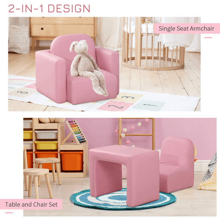 Children's 2-In-1 Table & Chair Set (Pink) - Convertible Kids Furniture, Durable & Comfortable, Perfect for Playroom or Bedroom - Premium  from Home Treasures - Just £66.99! Shop now at Home Treasures