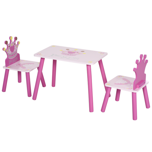 3-Piece Children's Table and Chair Set - Princess & Crown Theme | Perfect Gift for Girls Ages 2-4 | Pink Furniture - Premium  from Home Treasures - Just £51.99! Shop now at Home Treasures