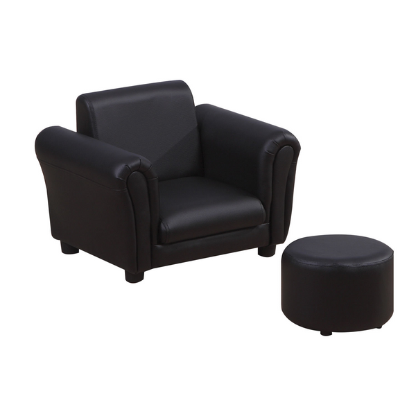 Children's Single Seater Sofa w/ Footstool in Black - Comfortable & Stylish Children's Chair - Premium  from Home Treasures - Just £72.99! Shop now at Home Treasures