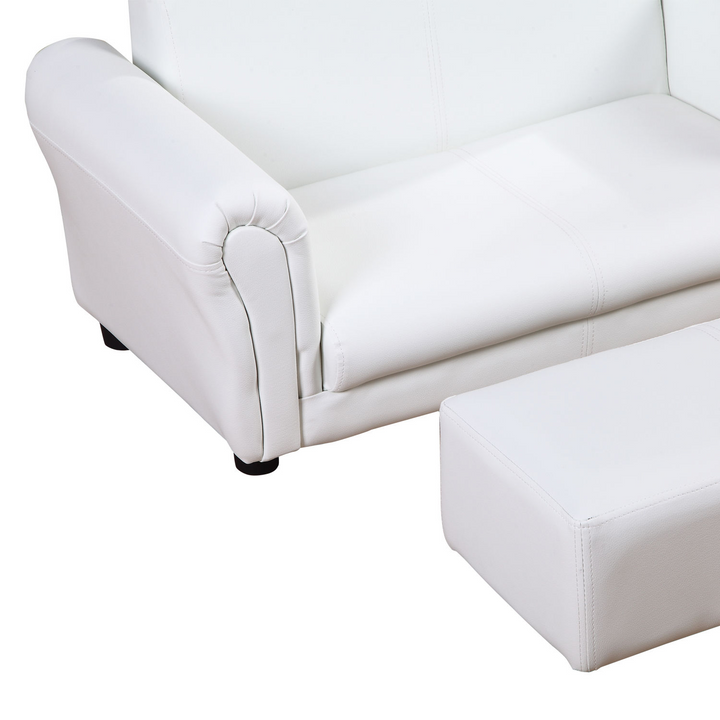 Children's Sofa with Footstool, PU Leather in White | Stylish & Comfortable Kids Furniture Set - Premium  from Home Treasures - Just £82.99! Shop now at Home Treasures