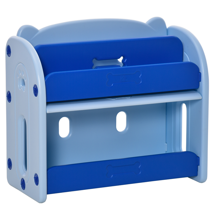 Children's Bookshelf with 2-Layer Storage Rack (Blue) – Cute Corgi Design, Durable Plastic, Kid-Friendly, Ages 1-3 - Premium  from Home Treasures - Just £27.99! Shop now at Home Treasures