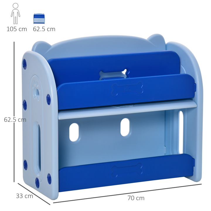 Children's Bookshelf with 2-Layer Storage Rack (Blue) – Cute Corgi Design, Durable Plastic, Kid-Friendly, Ages 1-3 - Premium  from Home Treasures - Just £27.99! Shop now at Home Treasures