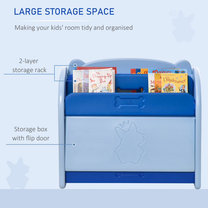 Children's Bookshelf with 2-Layer Storage Rack (Blue) – Cute Corgi Design, Durable Plastic, Kid-Friendly, Ages 1-3 - Premium  from Home Treasures - Just £27.99! Shop now at Home Treasures