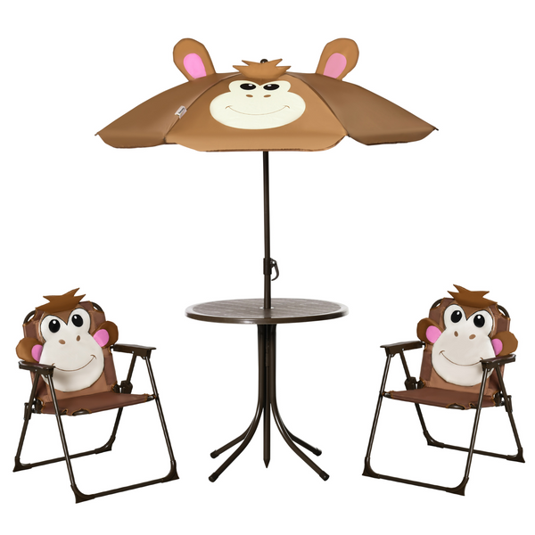 Children's Bistro Table and Chair Set with Adjustable Parasol (Monkey Design) - Perfect for Outdoor Play - Premium  from Home Treasures - Just £55.99! Shop now at Home Treasures