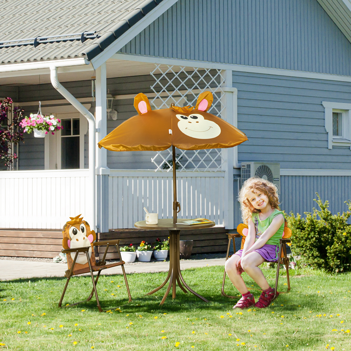 Children's Bistro Table and Chair Set with Adjustable Parasol (Monkey Design) - Perfect for Outdoor Play - Premium  from Home Treasures - Just £55.99! Shop now at Home Treasures