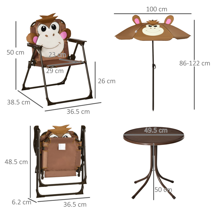 Children's Bistro Table and Chair Set with Adjustable Parasol (Monkey Design) - Perfect for Outdoor Play - Premium  from Home Treasures - Just £55.99! Shop now at Home Treasures