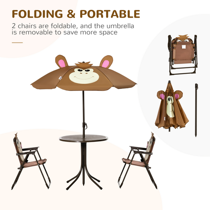 Children's Bistro Table and Chair Set with Adjustable Parasol (Monkey Design) - Perfect for Outdoor Play - Premium  from Home Treasures - Just £55.99! Shop now at Home Treasures