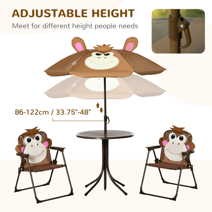 Children's Bistro Table and Chair Set with Adjustable Parasol (Monkey Design) - Perfect for Outdoor Play - Premium  from Home Treasures - Just £55.99! Shop now at Home Treasures