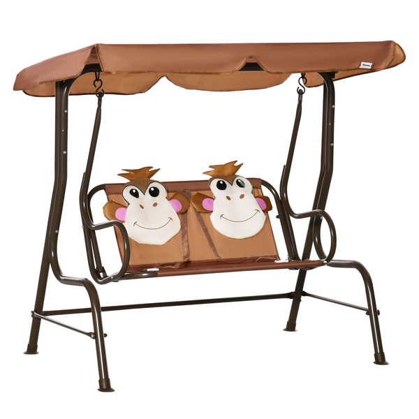 Children's Swing Seat with Adjustable Awning & Seatbelt - Fun Monkey Design, Safe and Durable for Ages 3-6 - Premium  from Home Treasures - Just £86.99! Shop now at Home Treasures