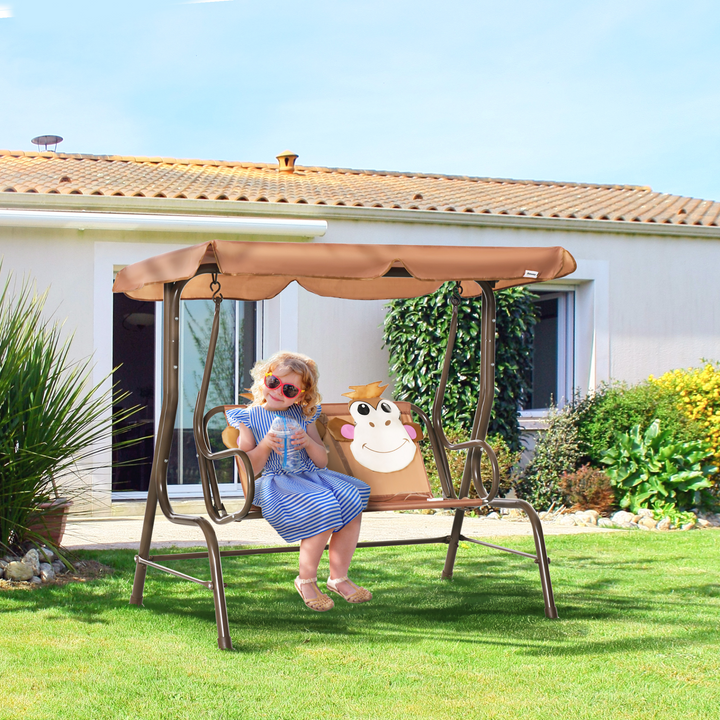 Children's Swing Seat with Adjustable Awning & Seatbelt - Fun Monkey Design, Safe and Durable for Ages 3-6 - Premium  from Home Treasures - Just £86.99! Shop now at Home Treasures