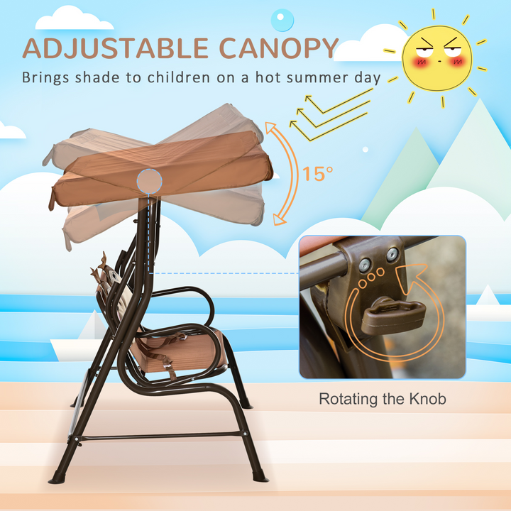 Children's Swing Seat with Adjustable Awning & Seatbelt - Fun Monkey Design, Safe and Durable for Ages 3-6 - Premium  from Home Treasures - Just £86.99! Shop now at Home Treasures