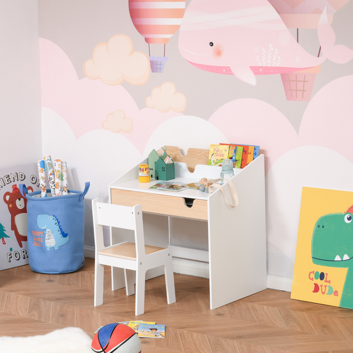 Children's Desk and Chair Set – 2-Piece Children Study Table with Storage Drawer and Bookshelf for Ages 3-6 - Premium  from Home Treasures - Just £121.99! Shop now at Home Treasures