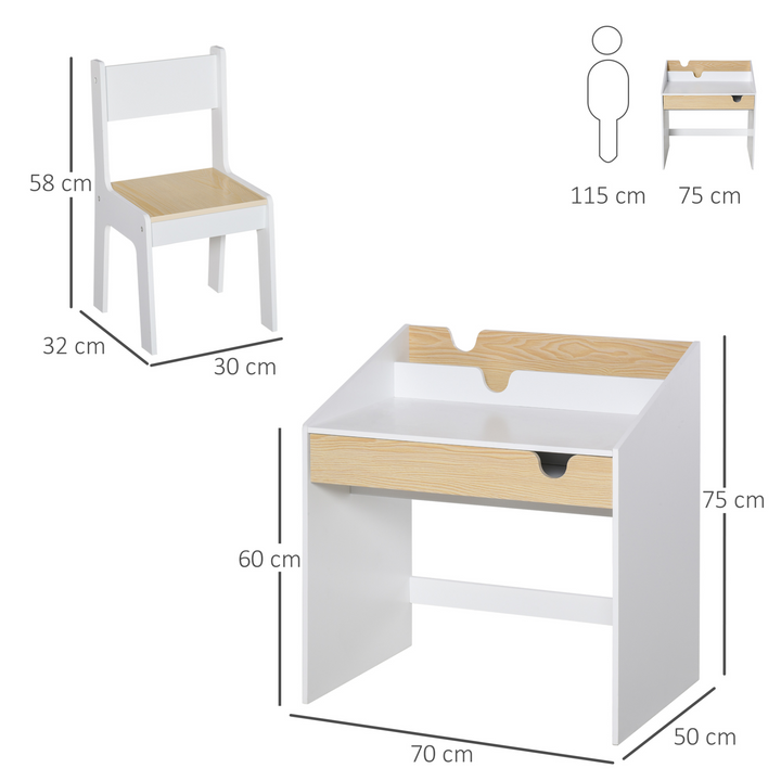 Children's Desk and Chair Set – 2-Piece Children Study Table with Storage Drawer and Bookshelf for Ages 3-6 - Premium  from Home Treasures - Just £121.99! Shop now at Home Treasures