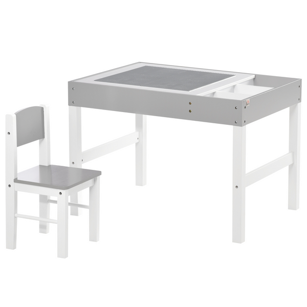 Children's Activity Table and Chair Set 2-in-1 in Grey | Toddler Furniture with Whiteboard & Storage | Ideal for Reading, Arts & Crafts - Premium  from Home Treasures - Just £89.99! Shop now at Home Treasures