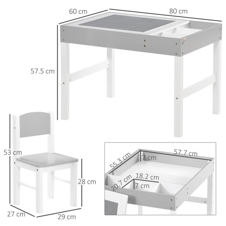 Children's Activity Table and Chair Set 2-in-1 in Grey | Toddler Furniture with Whiteboard & Storage | Ideal for Reading, Arts & Crafts - Premium  from Home Treasures - Just £89.99! Shop now at Home Treasures