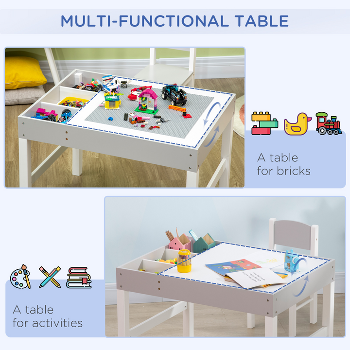 Children's Activity Table and Chair Set 2-in-1 in Grey | Toddler Furniture with Whiteboard & Storage | Ideal for Reading, Arts & Crafts - Premium  from Home Treasures - Just £89.99! Shop now at Home Treasures